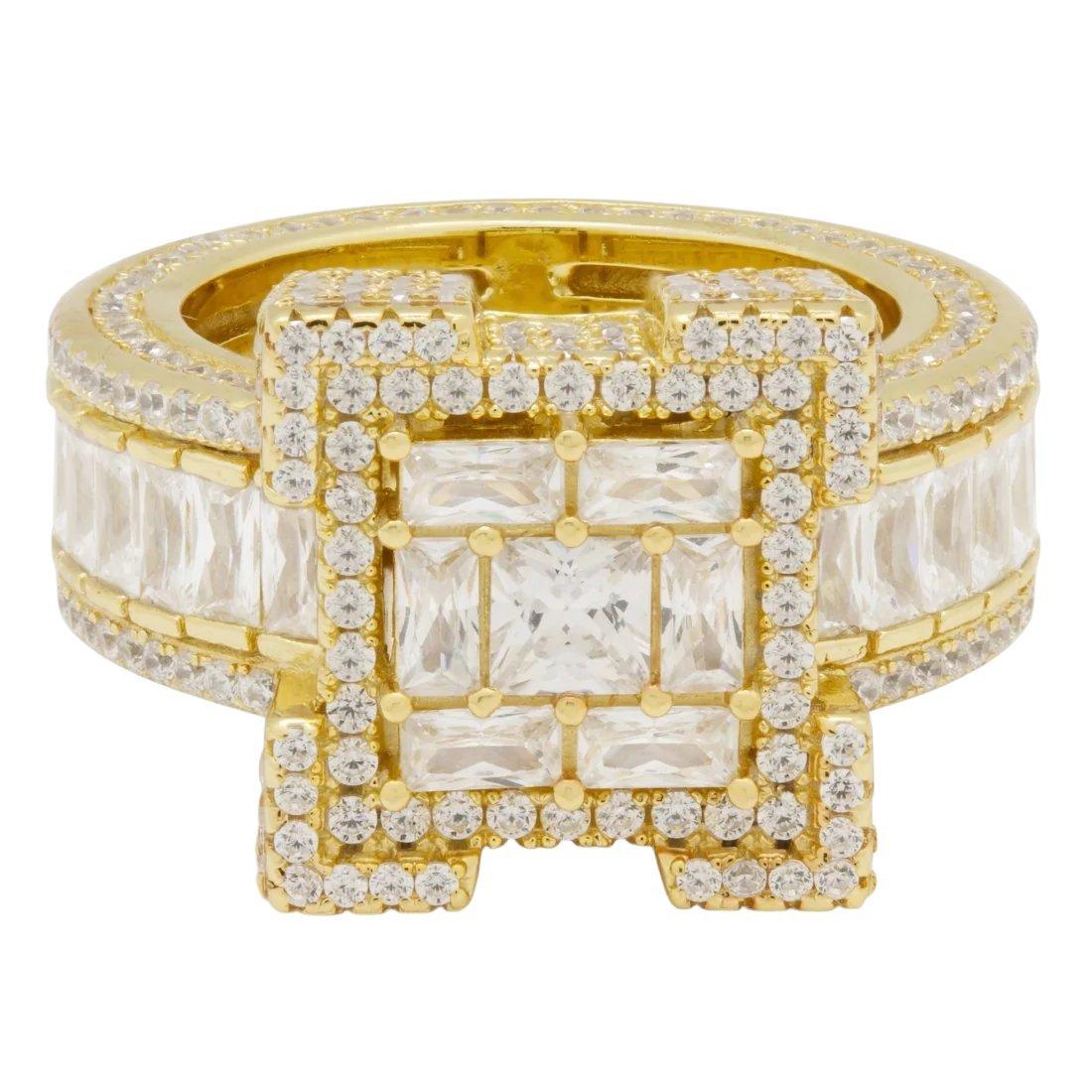 King Ice Baguette-Cut Platform Ring - Gold - GOLD